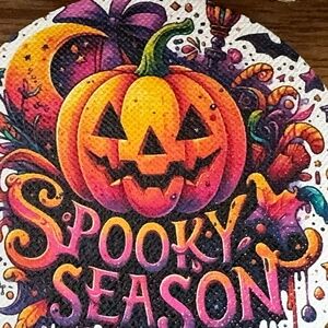 Colorful spooky season pumpkin canvas refrigerator magnet